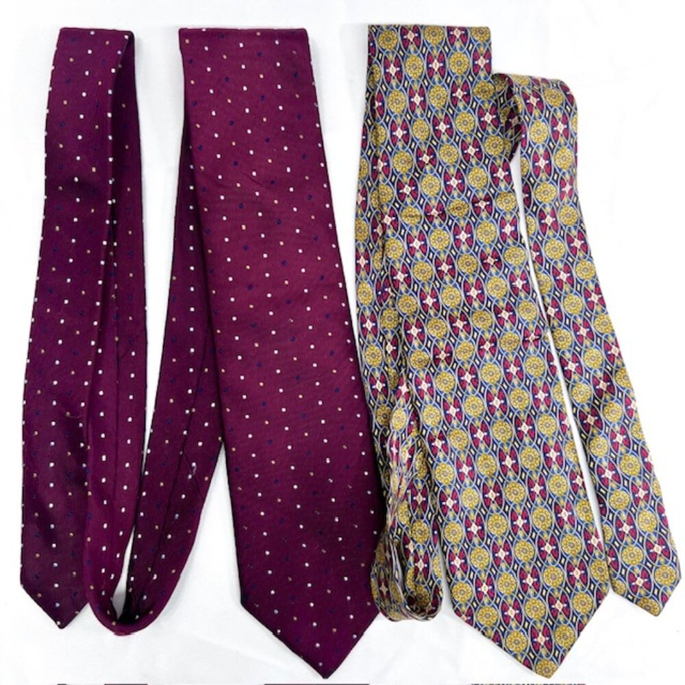Set: 2 Neckties Burberry Burgendy Dott & Feraud Louis +1Burberry Handkerchief(52 - Picture 13 of 13